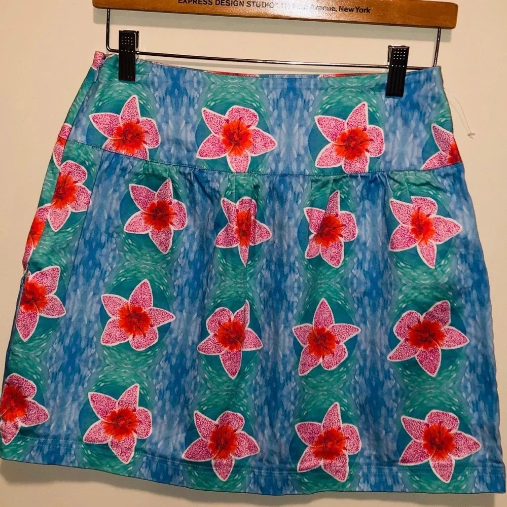 Kaeli smith pretty pink / blue flower skirt xs.